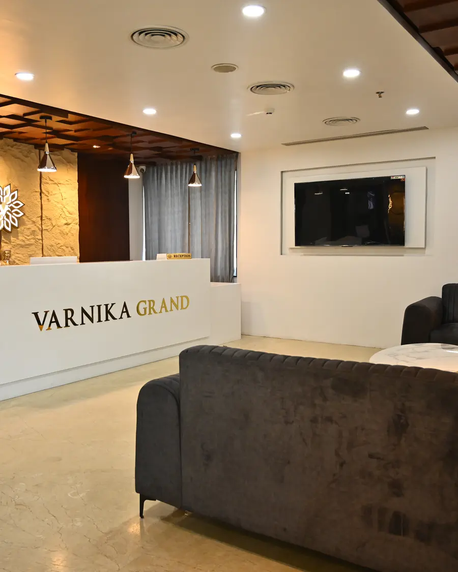 Reception and arrival lounge at Hotel Varnika Grand