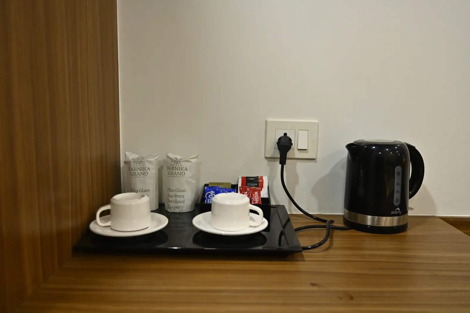 Refreshment station in the Executive room at Hotel Varnika Grand