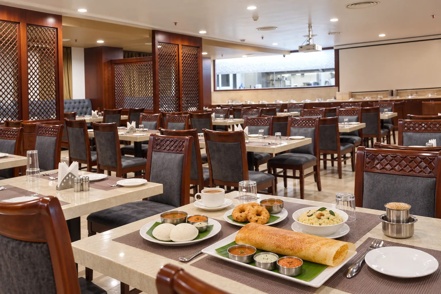 Concept reconstruction of South Indian breakfast service in the Varnika Grand restaurant